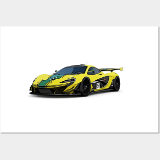 P1 GTR Supercar Racing Cartoon Posters and Art